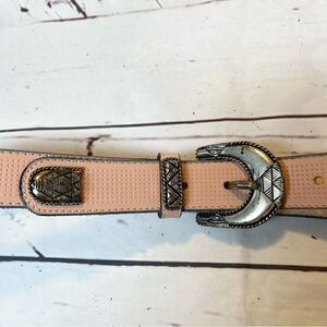 Salmon Pink Leather Country Western Belt 36’